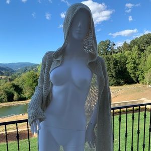 James Perse Hooded Mesh Cardigan